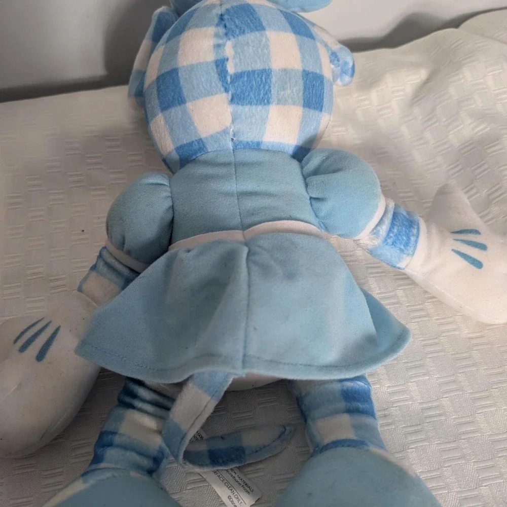 Disney Minnie Mouse blue and white checkered plush toy